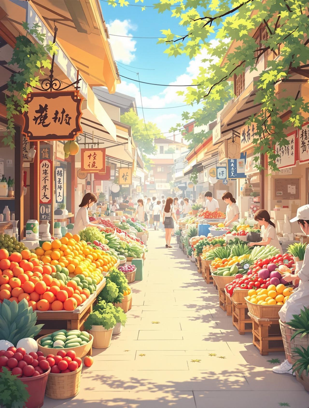 ai漫剧 - 清晨菜市场